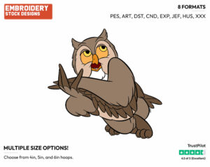 Friend Owl - Disney's Bambi - Embroidery Design in 3 sizes & 8 formats