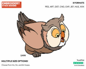 Friend Owl - Disney's Bambi - Embroidery Design in 3 sizes & 8 formats