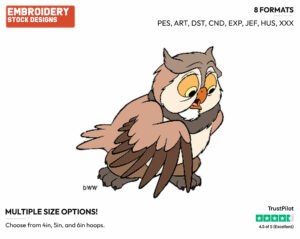 Friend Owl - Disney's Bambi - Embroidery Design in 3 sizes & 8 formats
