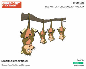 Possums - Disney's Bambi - Embroidery Design in 3 sizes & 8 formats