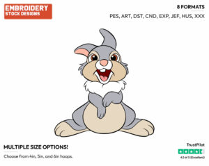 Cute Thumper Smiling - Disney's Bambi - Embroidery Design in 3 sizes & 8 formats