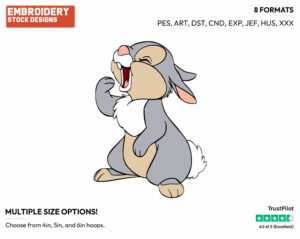 Thumper Yawning - Disney's Bambi - Embroidery Design in 3 sizes & 8 formats