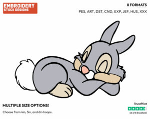 Thumper Sleeping - Disney's Bambi - Embroidery Design in 3 sizes & 8 formats