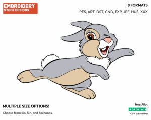 Thumper Skating - Disney's Bambi - Embroidery Design in 3 sizes & 8 formats