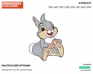 Cute Thumper - Disney's Bambi - Embroidery Design in 3 sizes & 8 formats