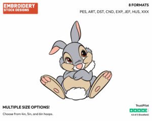 Cute Thumper - Disney's Bambi - Embroidery Design in 3 sizes & 8 formats