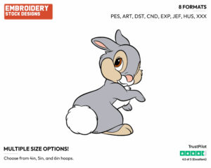Shy Thumper - Disney's Bambi - Embroidery Design in 3 sizes & 8 formats