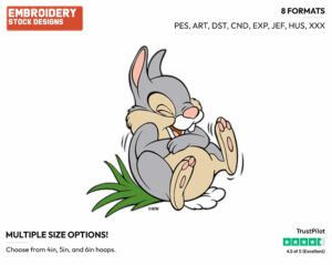 Thumper Laughing - Disney's Bambi - Embroidery Design in 3 sizes & 8 formats
