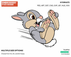 Thumper Sliding - Disney's Bambi - Embroidery Design in 3 sizes & 8 formats