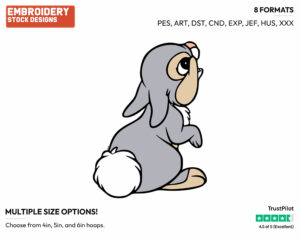 Thumper Back View - Disney's Bambi - Embroidery Design in 3 sizes & 8 formats