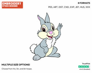 Thumper Waving - Disney's Bambi - Embroidery Design in 3 sizes & 8 formats
