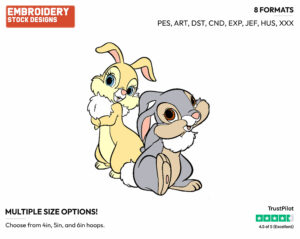 Miss Bunny, Thumper - Disney's Bambi - Embroidery Design in 3 sizes & 8 formats