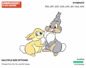 Miss Bunny, Thumper - Disney's Bambi - Embroidery Design in 3 sizes & 8 formats