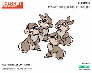Thumper's Sisters - Disney's Bambi - Embroidery Design in 3 sizes & 8 formats