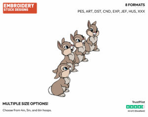 Thumper's Sisters - Disney's Bambi - Embroidery Design in 3 sizes & 8 formats