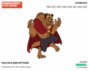 Beast - Disney's Beauty & The Beast - Embroidery Design in 3 sizes & 8 formats