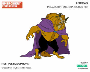 Beast - Disney's Beauty & The Beast - Embroidery Design in 3 sizes & 8 formats