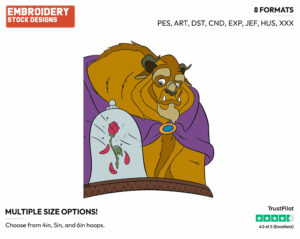 Beast, Enchanted Rose - Disney's Beauty & The Beast - Embroidery Design in 3 sizes & 8 formats