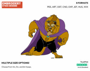 Beast - Disney's Beauty & The Beast - Embroidery Design in 3 sizes & 8 formats