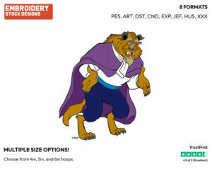 Beast - Disney's Beauty & The Beast - Embroidery Design in 3 sizes & 8 formats