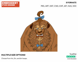Beast Looking Ridiculous - Disney's Beauty & The Beast - Embroidery Design in 3 sizes & 8 formats