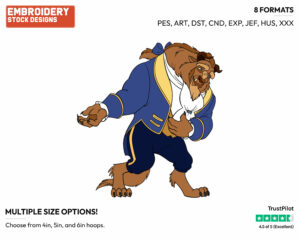 Beast Bowing - Disney's Beauty & The Beast - Embroidery Design in 3 sizes & 8 formats
