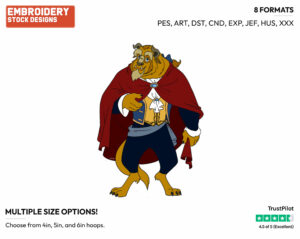 Beast - Disney's Beauty & The Beast - Embroidery Design in 3 sizes & 8 formats