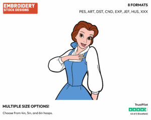 Belle - Disney's Beauty & The Beast - Embroidery Design in 3 sizes & 8 formats