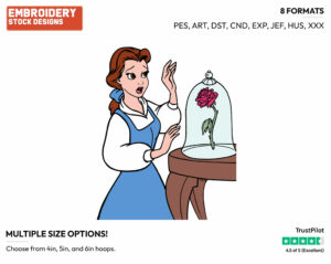 Belle, Enchanted Rose - Disney's Beauty & The Beast - Embroidery Design in 3 sizes & 8 formats