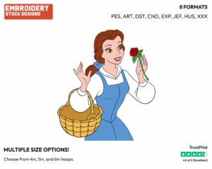 Belle, Rose - Disney's Beauty & The Beast - Embroidery Design in 3 sizes & 8 formats