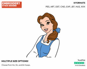 Belle - Disney's Beauty & The Beast - Embroidery Design in 3 sizes & 8 formats