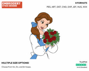Belle, Roses Bouquet - Disney's Beauty & The Beast - Embroidery Design in 3 sizes & 8 formats