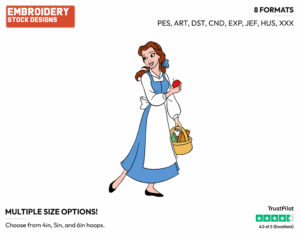 Belle In Village - Disney's Beauty & The Beast - Embroidery Design in 3 sizes & 8 formats