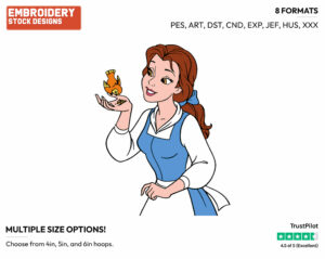 Belle, Bird - Disney's Beauty & The Beast - Embroidery Design in 3 sizes & 8 formats