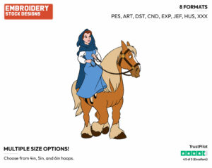 Belle Riding Philippe - Disney's Beauty & The Beast - Embroidery Design in 3 sizes & 8 formats