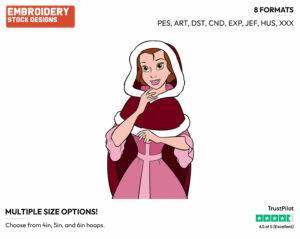 Curious Belle - Disney's Beauty & The Beast - Embroidery Design in 3 sizes & 8 formats