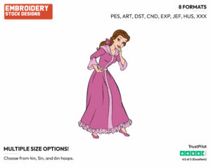 Belle - Disney's Beauty & The Beast - Embroidery Design in 3 sizes & 8 formats