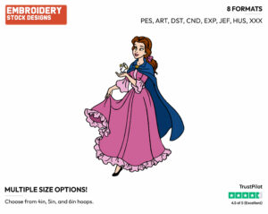 Belle, Chip - Disney's Beauty & The Beast - Embroidery Design in 3 sizes & 8 formats