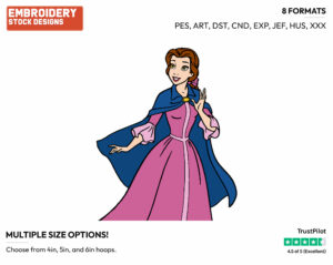 Belle - Disney's Beauty & The Beast - Embroidery Design in 3 sizes & 8 formats