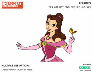 Belle - Disney's Beauty & The Beast - Embroidery Design in 3 sizes & 8 formats