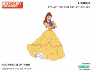 Belle, Book - Disney's Beauty & The Beast - Embroidery Design in 3 sizes & 8 formats