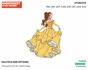 Belle Side View - Disney's Beauty & The Beast - Embroidery Design in 3 sizes & 8 formats
