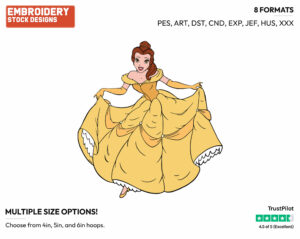 Belle Curtseying - Disney's Beauty & The Beast - Embroidery Design in 3 sizes & 8 formats