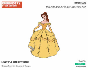 Belle Showing Off Her Ballgown - Disney's Beauty & The Beast - Embroidery Design in 3 sizes & 8 formats