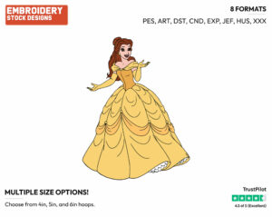 Belle Smiling - Disney's Beauty & The Beast - Embroidery Design in 3 sizes & 8 formats