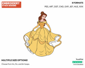 Belle - Disney's Beauty & The Beast - Embroidery Design in 3 sizes & 8 formats