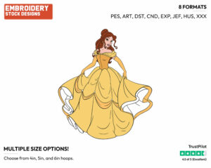 Belle - Disney's Beauty & The Beast - Embroidery Design in 3 sizes & 8 formats