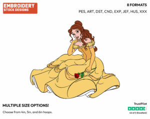 Belle, Rose - Disney's Beauty & The Beast - Embroidery Design in 3 sizes & 8 formats