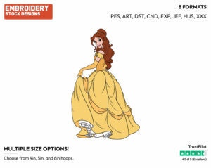 Pretty Belle - Disney's Beauty & The Beast - Embroidery Design in 3 sizes & 8 formats