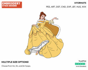Belle In Winter - Disney's Beauty & The Beast - Embroidery Design in 3 sizes & 8 formats